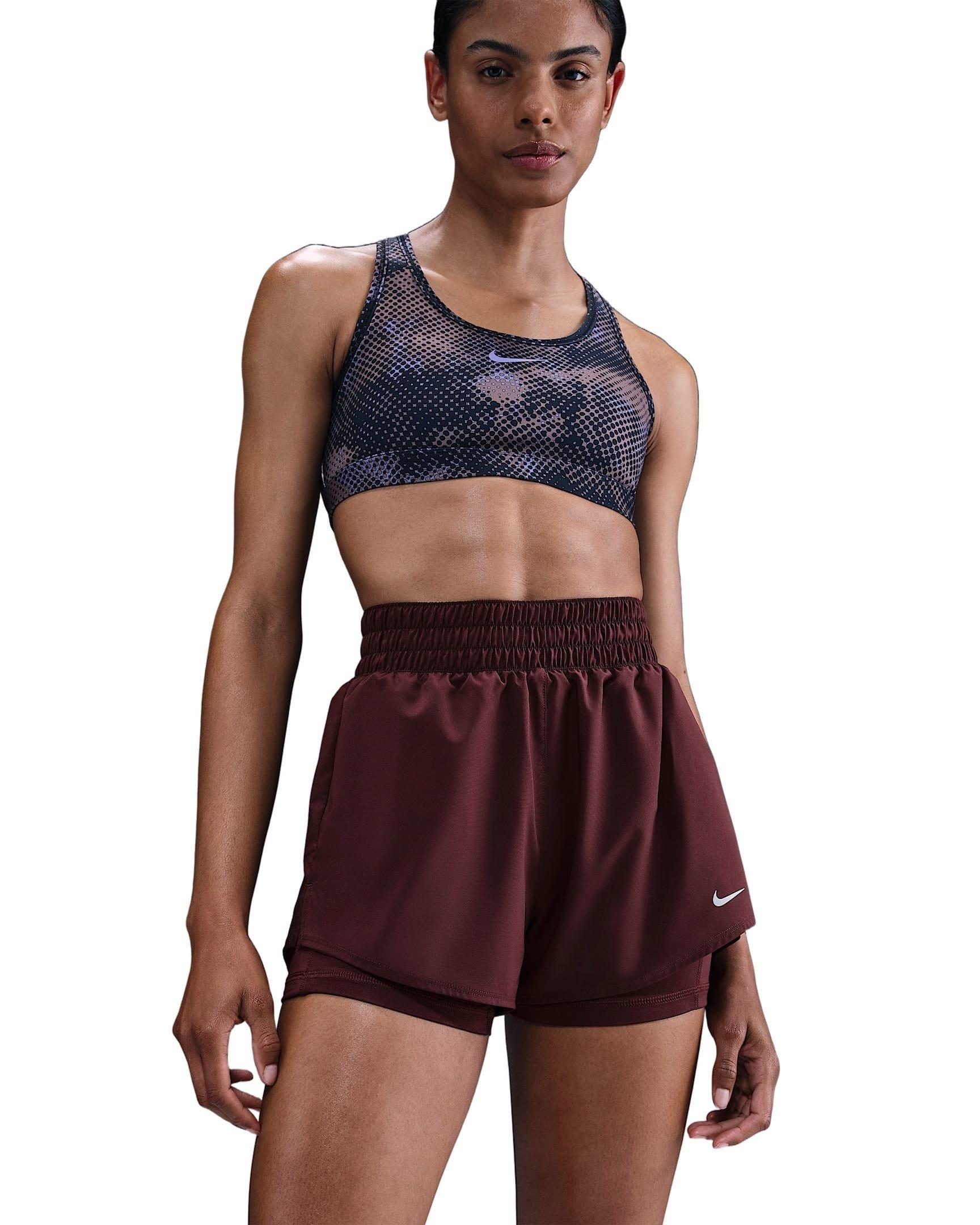 Nike One Women's Dri-FIT High-Waisted 3" 2-in-1 Shorts - Burgundy - BURGUNDY